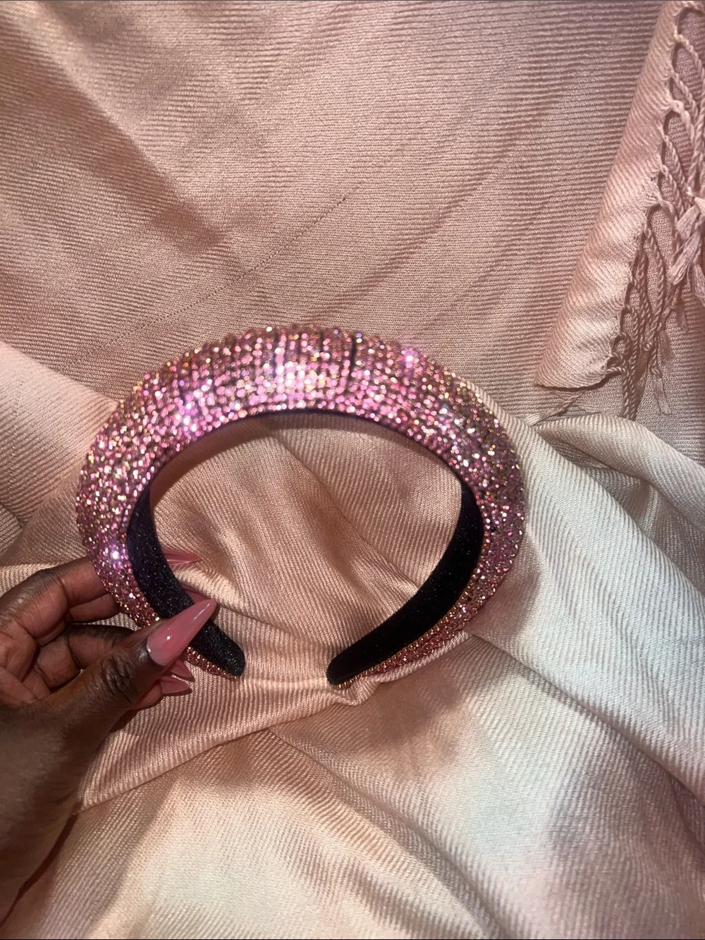 Sparkling Pink Crystal Padded Headband